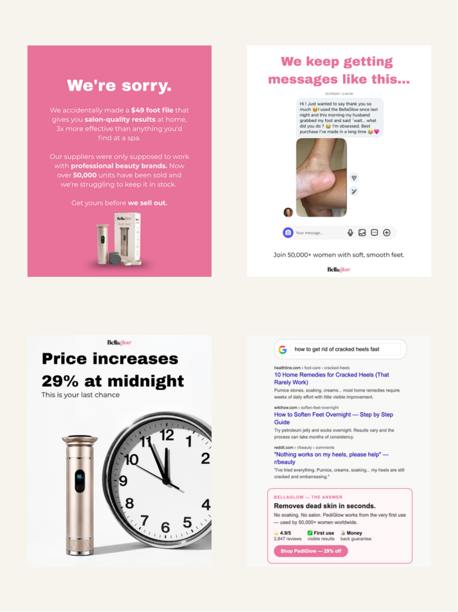 BellaGlow landing page creatives